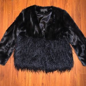 Black faux fur coat